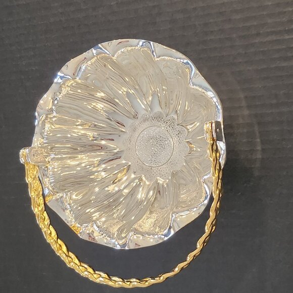 International Silver Company Silver Plated Table Serving Basket With Gold Accent - Picture 8 of 9